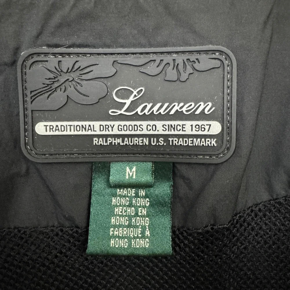 Ralph Lauren Rain Jacket Medium Dry Goods Black Lobster Claw Hooded Utility